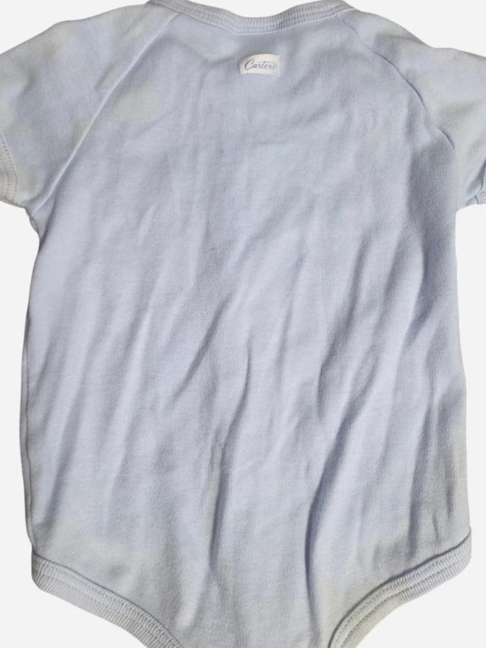 Vintage Carter's Baby Blue Teddy Bear Snap Front Onesie | 6–9 Months | Embroider